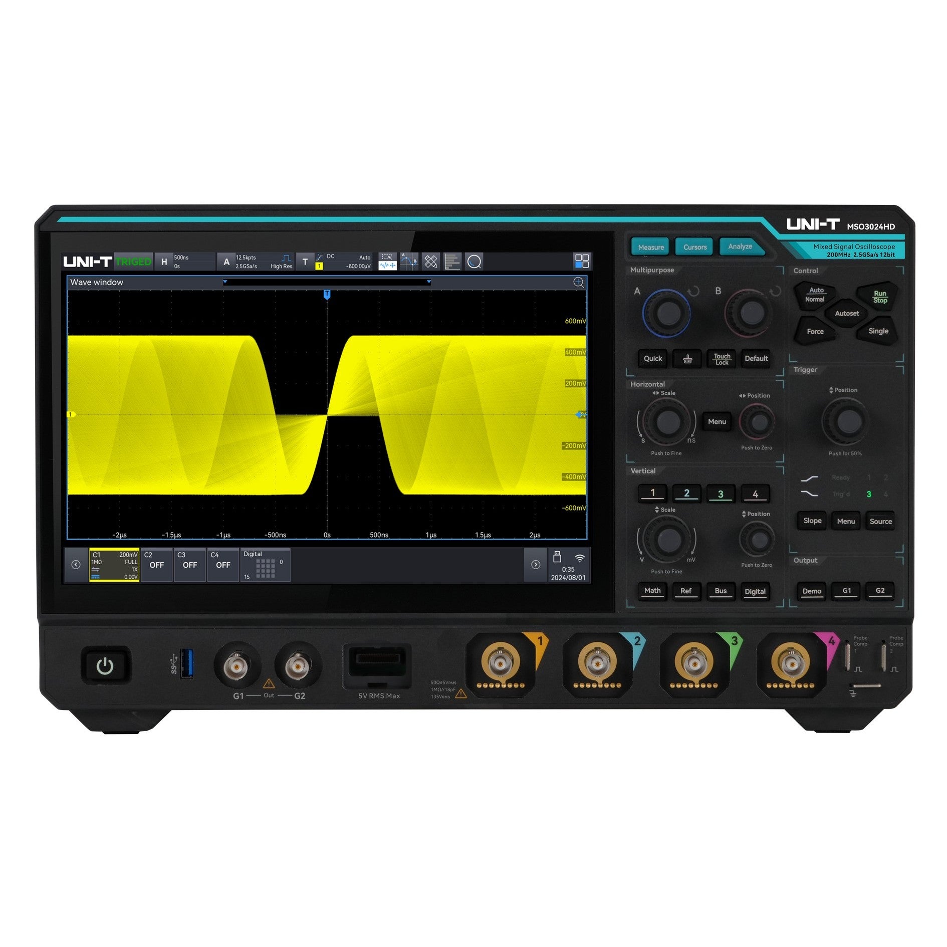 MSO3024HD 12-Bit 200MHz 4Ch Mixed Signal Oscilloscope