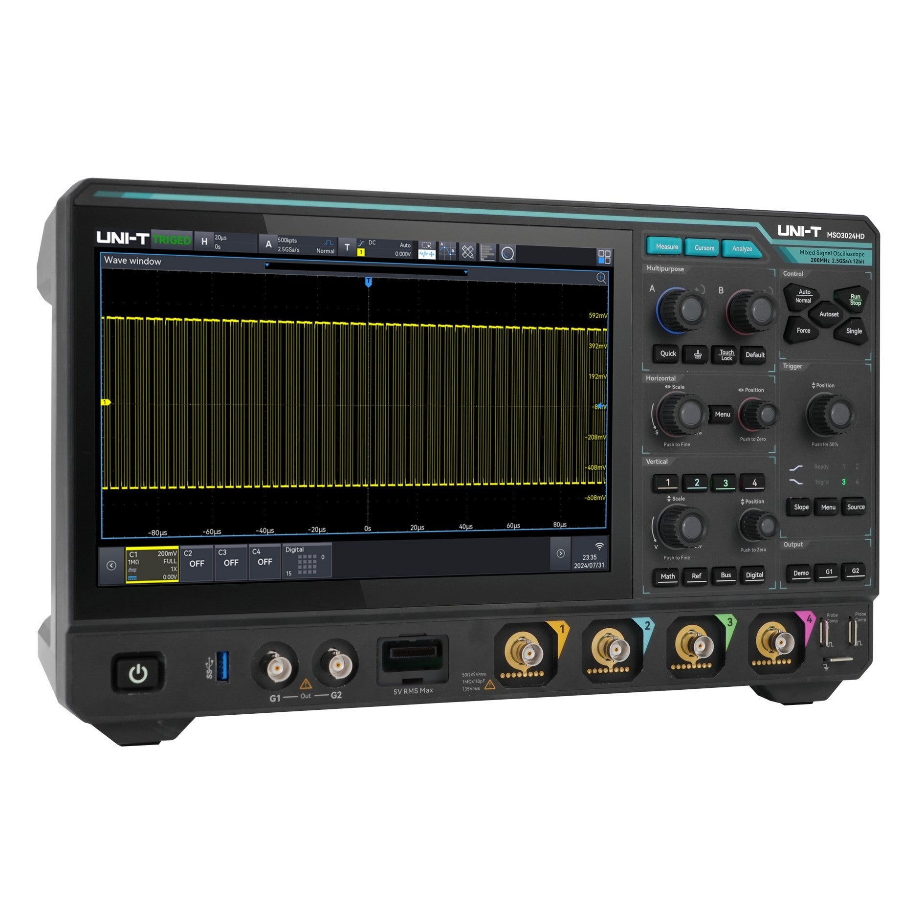 MSO3024HD 12-Bit 200MHz 4Ch Mixed Signal Oscilloscope
