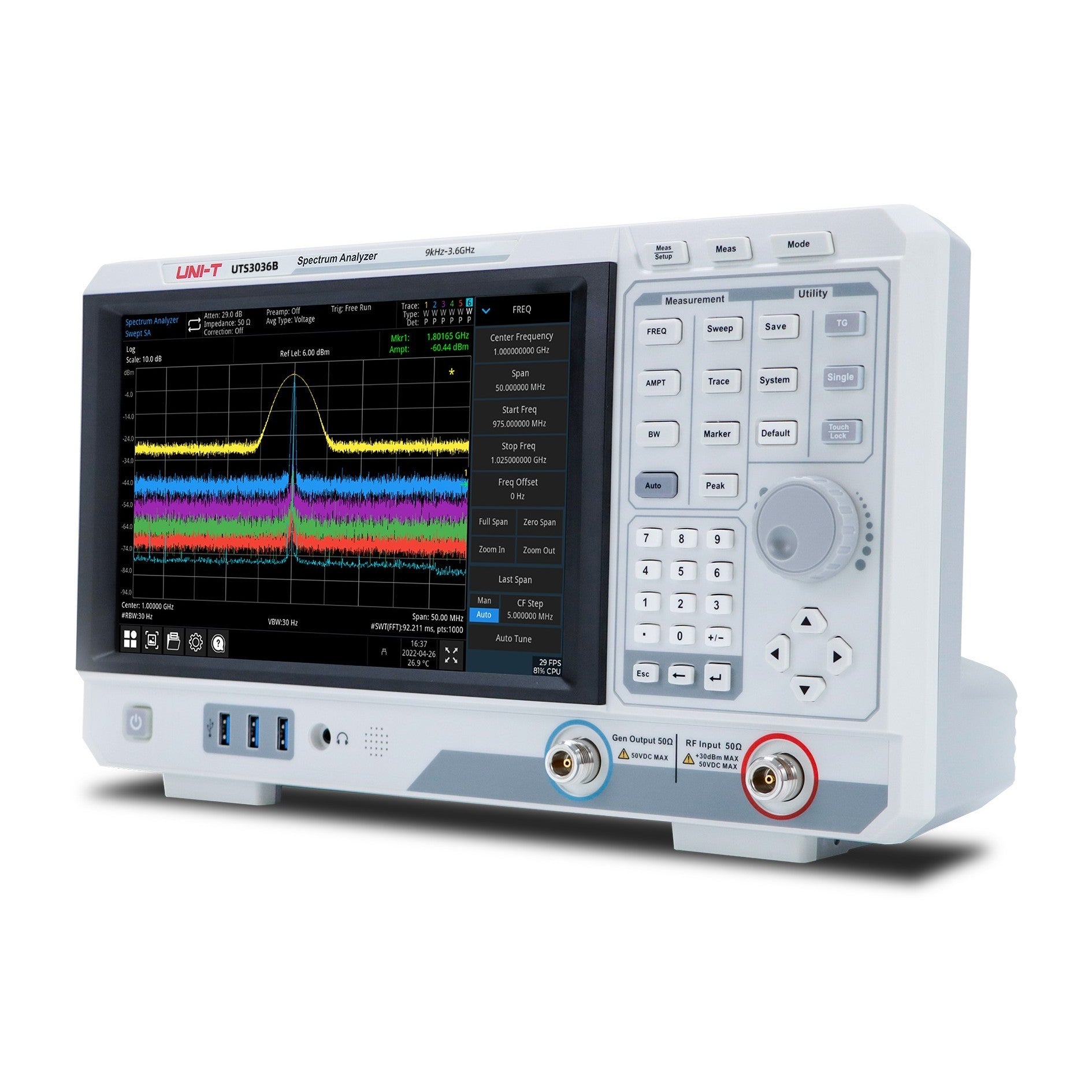 UTS3036B 3.6GHz Performance-Series Spectrum Analyzer