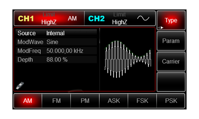 UNI-T UTG2000A modulation functions