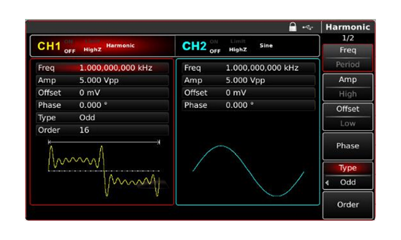 UTG4000A Harmonic Functions