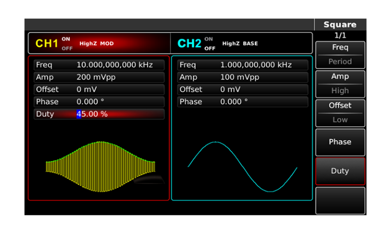 UTG4000A Setting Waveform Characteristics