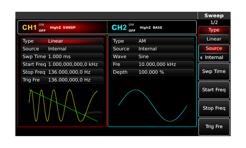 UTG4000A Sweep Functions