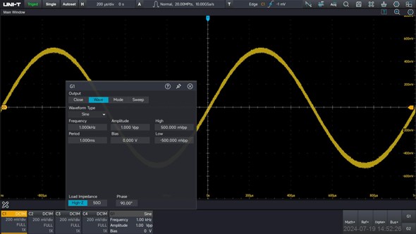 MSO7000X AWG feature screen shot